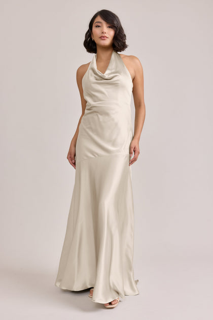 Amaya Satin Dress | Made To Order | Soft Champagne