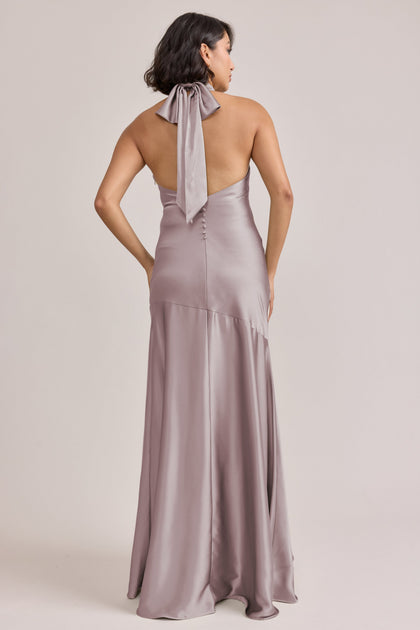 Amaya Satin Dress | Made To Order | Taupe
