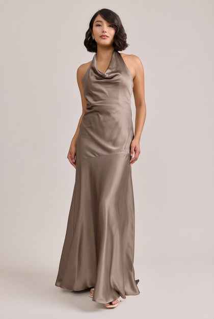 Amaya Satin Dress | Made To Order | Truffle