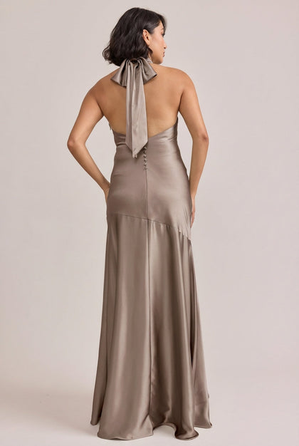 Amaya Satin Dress | Made To Order | Truffle
