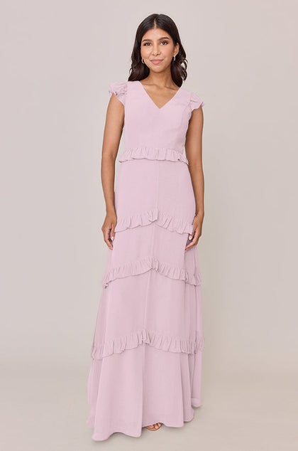 Amelia Chiffon Dress | Made To Order | Baby Pink