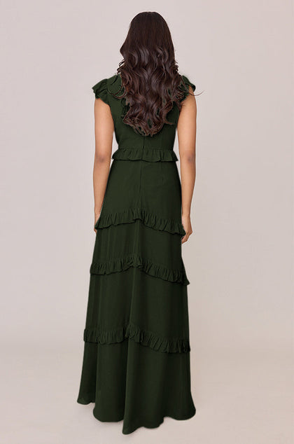 Amelia Chiffon Dress | Made To Order | Deep Olive