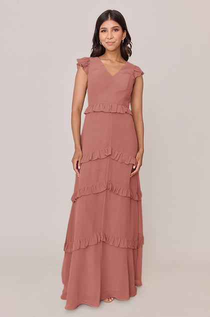 Amelia Chiffon Dress | Made To Order | Desert Rose