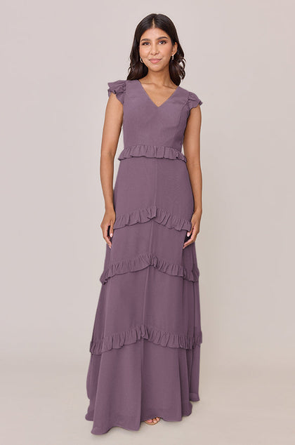 Amelia Chiffon Dress | Made To Order | Dusty Purple