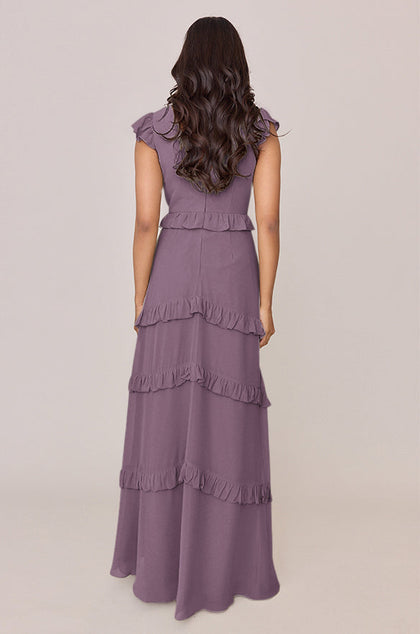 Amelia Chiffon Dress | Made To Order | Dusty Purple