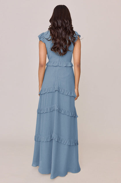 Amelia Chiffon Dress | Made To Order | French Blue