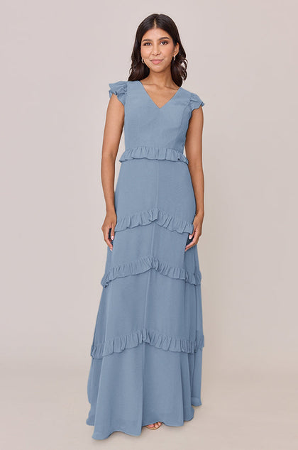 Amelia Chiffon Dress | Made To Order | French Blue