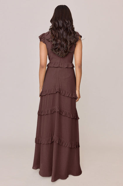 Amelia Chiffon Dress | Made To Order | Mahogany