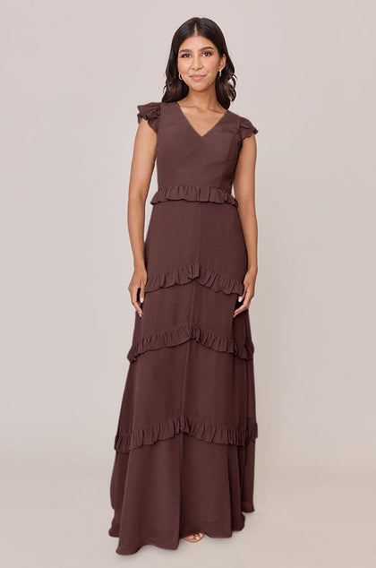 Amelia Chiffon Dress | Made To Order | Mahogany