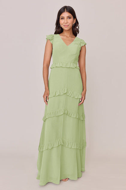 Amelia Chiffon Dress | Made To Order | Matcha
