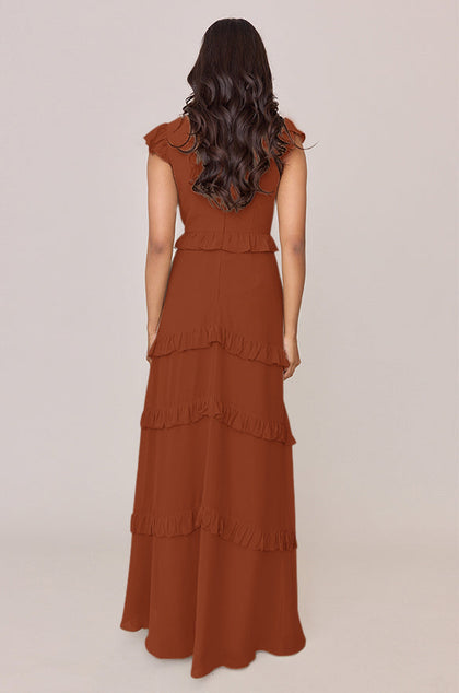 Amelia Chiffon Dress | Made To Order | Rust