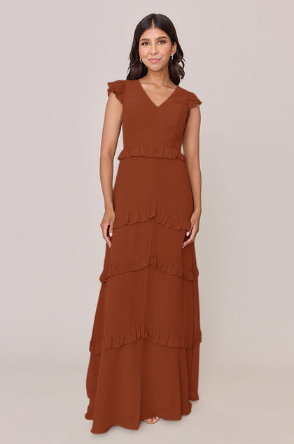 Amelia Chiffon Dress | Made To Order | Rust
