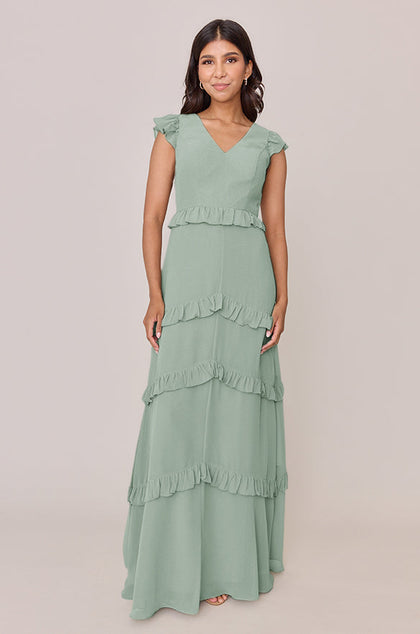 Amelia Chiffon Dress | Made To Order | Sage