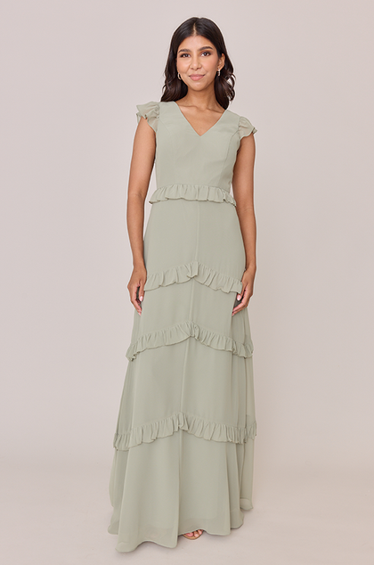 Amelia Chiffon Dress | Made To Order | Silver Sage