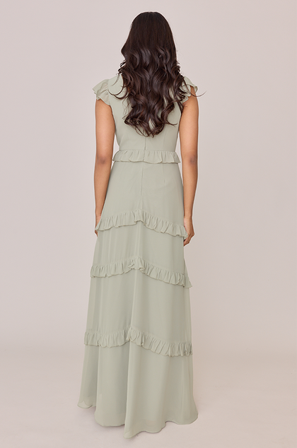 Amelia Chiffon Dress | Made To Order | Silver Sage