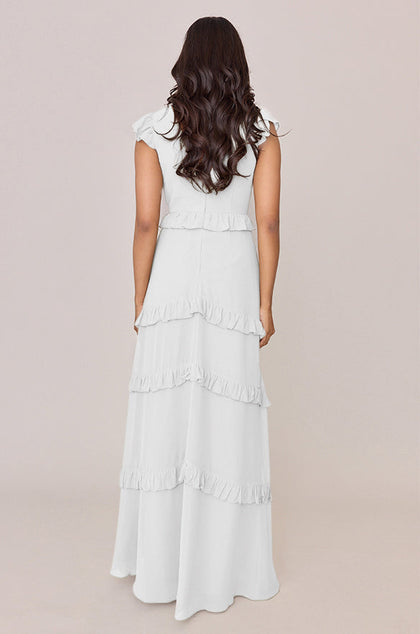 Amelia Chiffon Dress | Made To Order | White Pearl