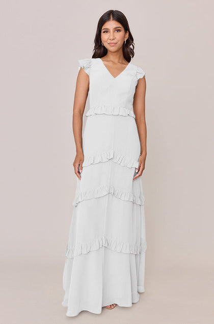 Amelia Chiffon Dress | Made To Order | White Pearl