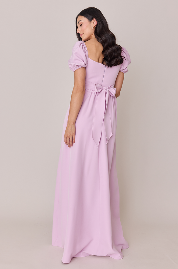 luxury crepe fabric dress with sleeves Xscape Pleated Ruffled Gown - Wine