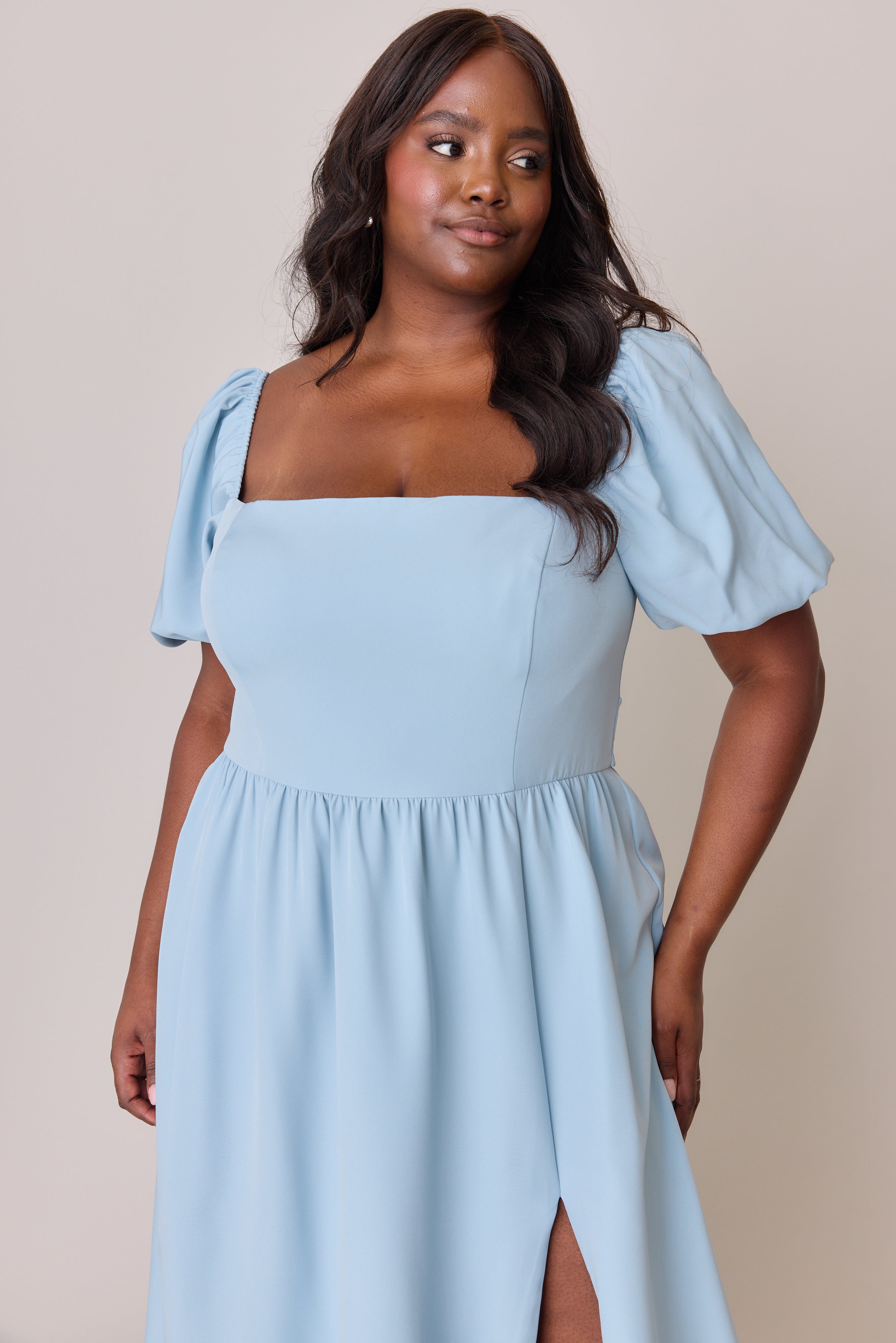blue dress size 24 Plus Size 24/7 Blue Floral Empire Waist Pocket Dress