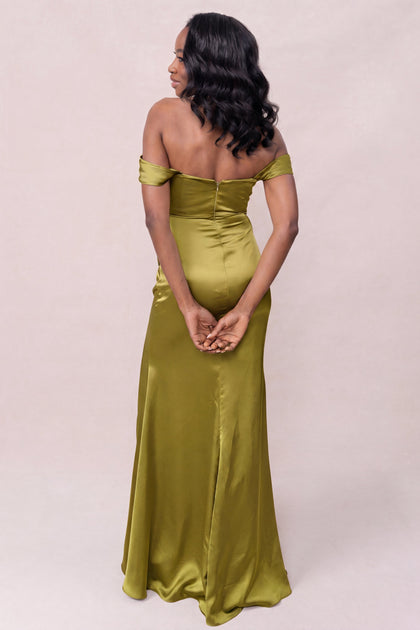 Ariel Convertible Satin Dress | Made To Order | Chartreuse