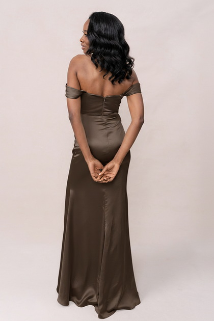 Ariel Convertible Satin Dress | Made To Order | Espresso