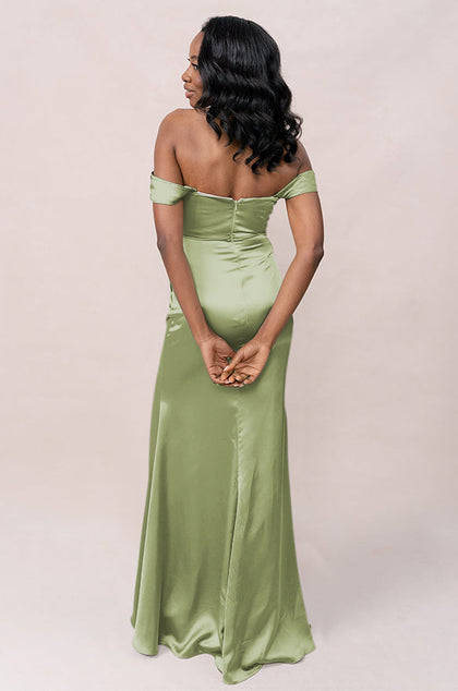 Ariel Convertible Satin Dress | Made To Order | Matcha