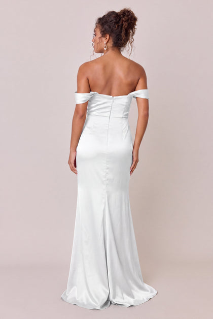 Ariel Convertible Satin Dress | White Pearl