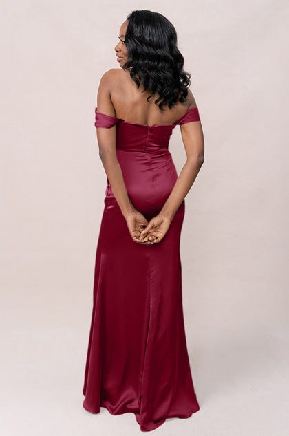 Ariel Convertible Satin Dress | Made To Order | Berry