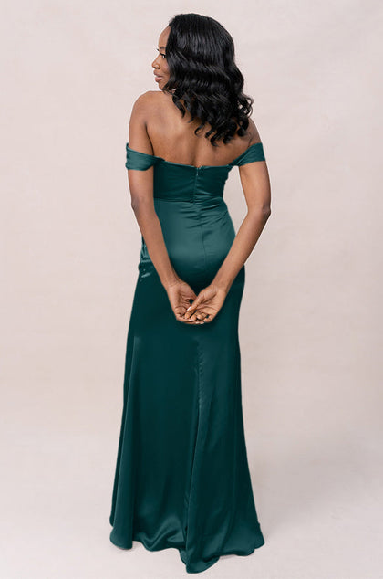 Ariel Convertible Satin Dress | Classic Emerald