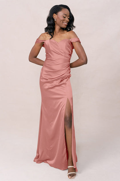 Ariel Convertible Satin Dress | Desert Rose