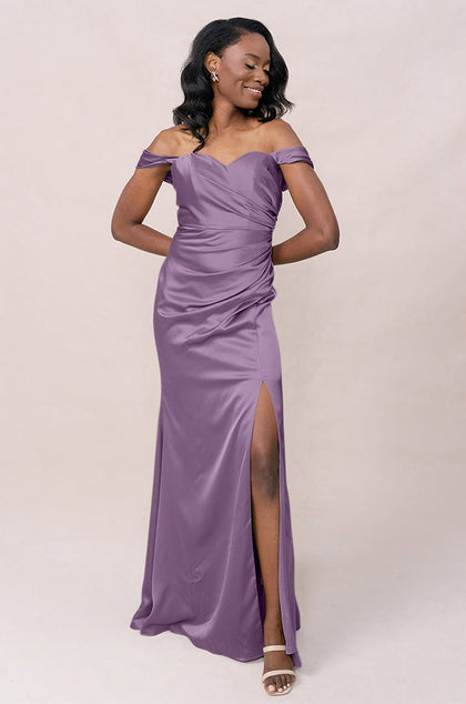 Ariel Convertible Satin Dress | Made To Order | Dusty Plum