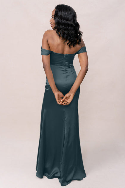 Ariel Convertible Satin Dress | Made To Order | Eucalyptus