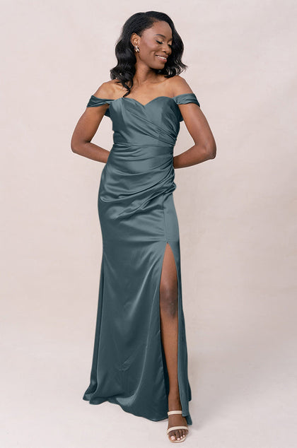 Ariel Convertible Satin Dress | Made To Order | Eucalyptus