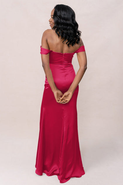 Ariel Convertible Satin Dress | Made To Order | Hot Pink