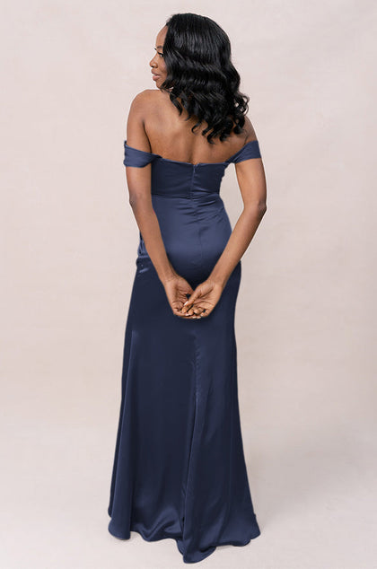 Ariel Convertible Satin Dress | Made To Order | Indie Blue