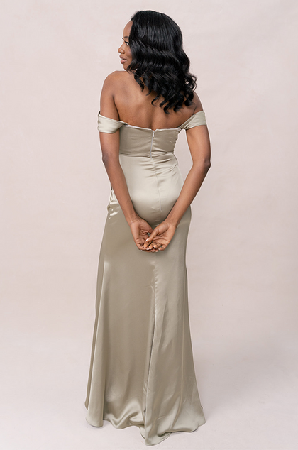Ariel Convertible Satin Dress | Made To Order | Silver Sage