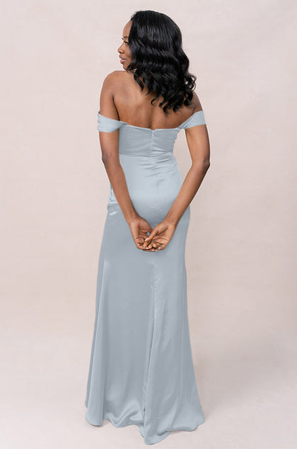 Ariel Convertible Satin Dress | Made To Order | Sky Blue
