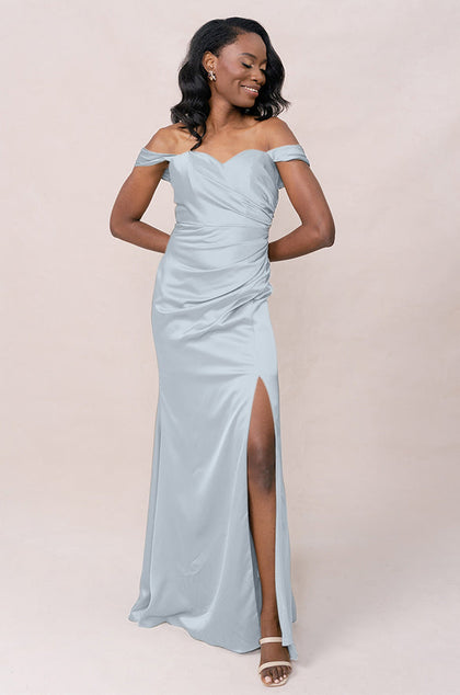 Ariel Convertible Satin Dress | Made To Order | Sky Blue