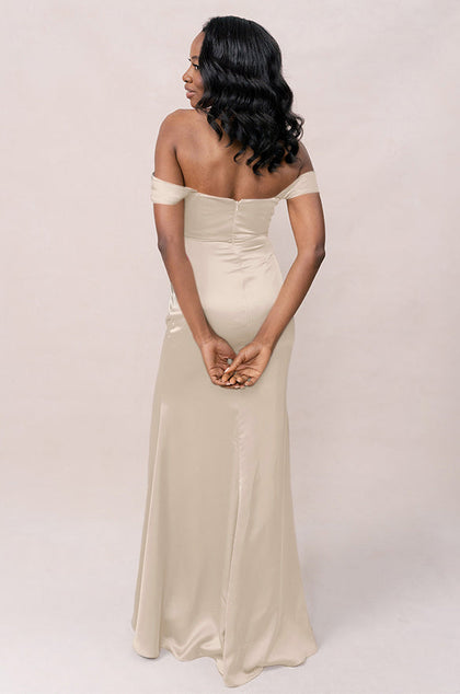 Ariel Convertible Satin Dress | Made To Order | Soft Champagne