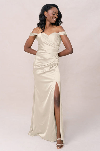 Ariel Convertible Satin Dress | Made To Order | Soft Champagne