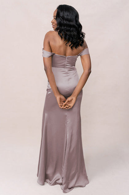 Ariel Convertible Satin Dress | Made To Order | Taupe