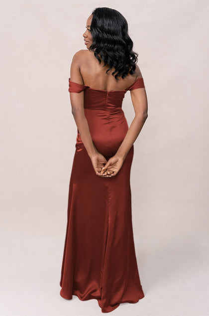 Ariel Convertible Satin Dress | Made To Order | Rust