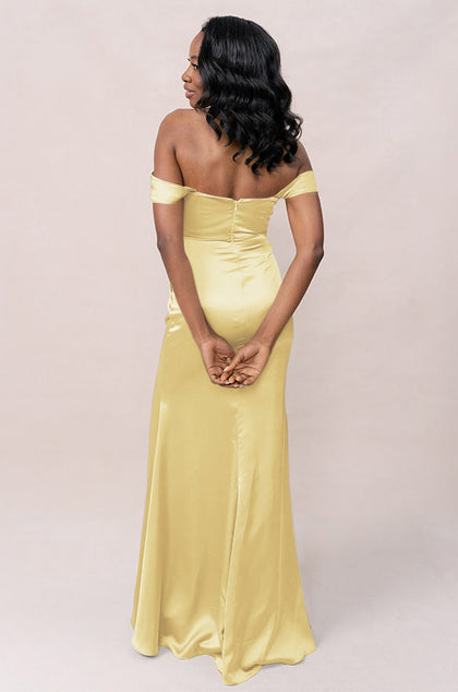 Ariel Convertible Satin Dress | Made To Order | Yellow