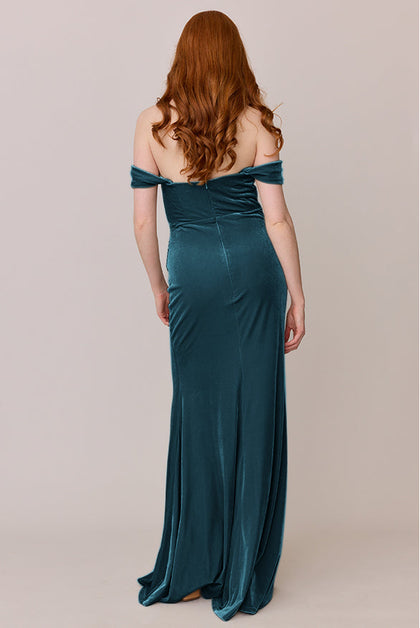 Ariel Convertible Velvet Dress | Made To Order | Desert Blue