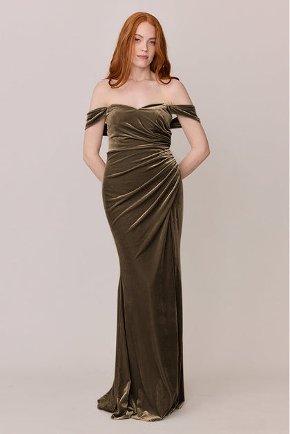 Ariel Convertible Velvet Dress | Made To Order | Olive