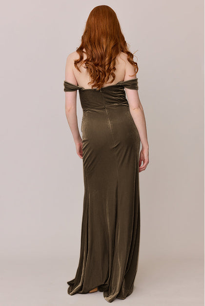Ariel Convertible Velvet Dress | Made To Order | Olive