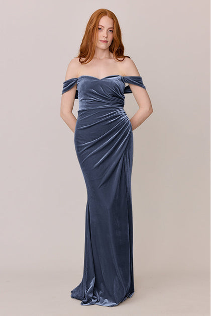 Ariel Convertible Velvet Dress | Made To Order | Indie Blue
