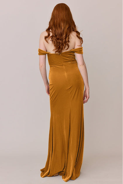 Ariel Convertible Velvet Dress | Made To Order | Mustard