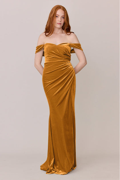 Ariel Convertible Velvet Dress | Made To Order | Mustard