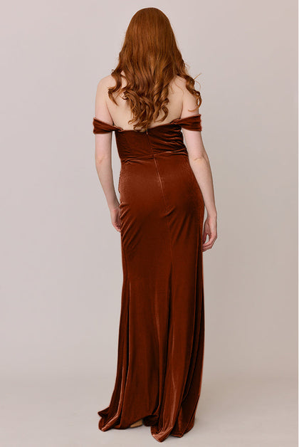 Ariel Convertible Velvet Dress | Made To Order | Rust